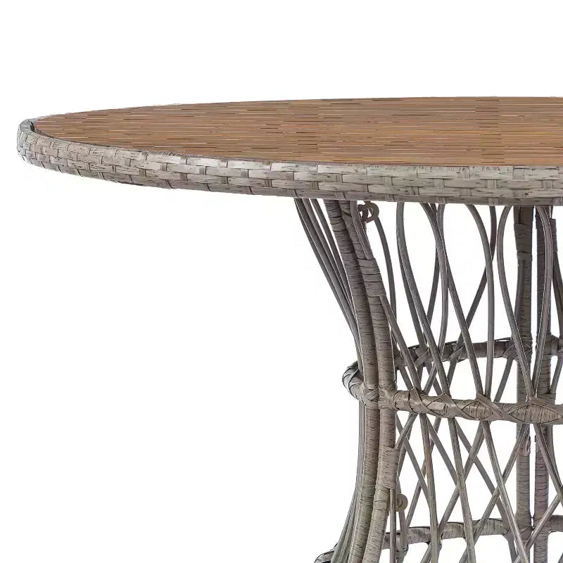 Christopher Knight Home Nan - Ensemble de salle à manger extérieur 5 pièces en bois d'acacia de style rustique avec 4 fauteuils en osier