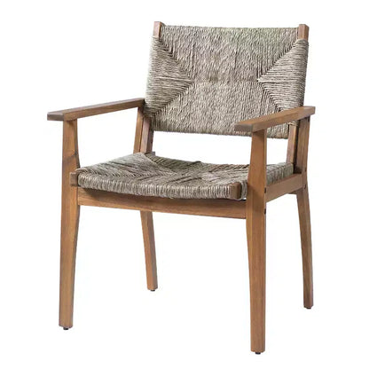 Christopher Knight Home Nan - Ensemble de salle à manger extérieur 5 pièces en bois d'acacia de style rustique avec 4 fauteuils en osier