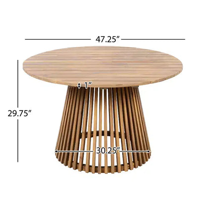 Christopher Knight Home Siddharth Ensemble de salle à manger d'extérieur moderne 5 pièces en bois d'acacia avec table ronde à lattes