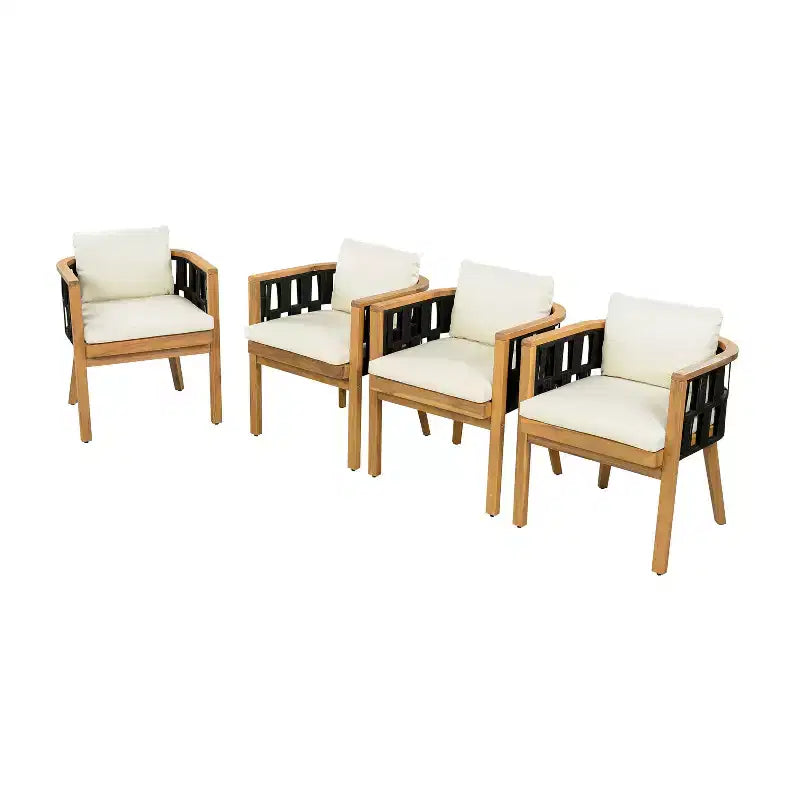 Christopher Knight Home Siddharth Ensemble de salle à manger d'extérieur moderne 5 pièces en bois d'acacia avec table ronde à lattes