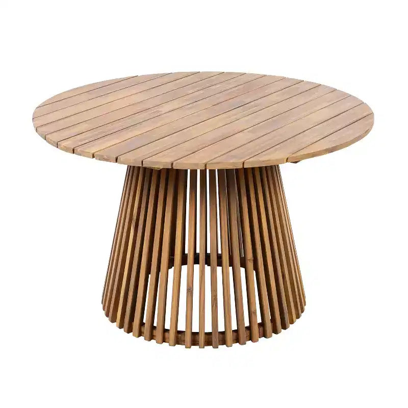 Christopher Knight Home Siddharth Ensemble de salle à manger d'extérieur moderne 5 pièces en bois d'acacia avec table ronde à lattes