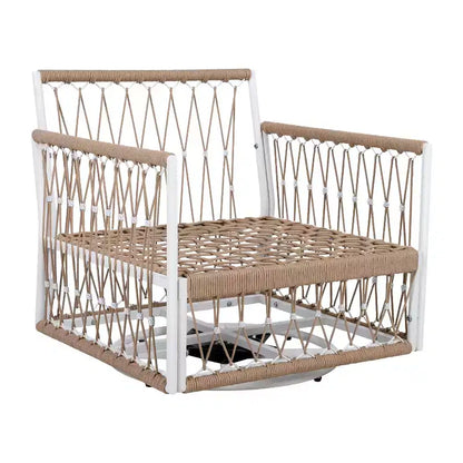 Set da esterni bohémien a 3 pezzi con 2 sedie a sdraio e tavolino, corda intrecciata a mano, per patio