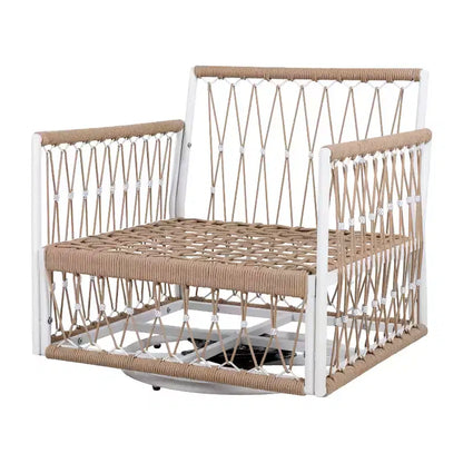 Set da esterni bohémien a 3 pezzi con 2 sedie a sdraio e tavolino, corda intrecciata a mano, per patio