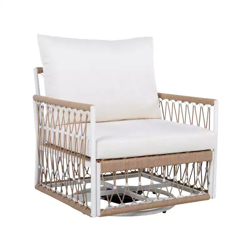 Set da esterni bohémien a 3 pezzi con 2 sedie a sdraio e tavolino, corda intrecciata a mano, per patio