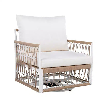 Set da esterni bohémien a 3 pezzi con 2 sedie a sdraio e tavolino, corda intrecciata a mano, per patio