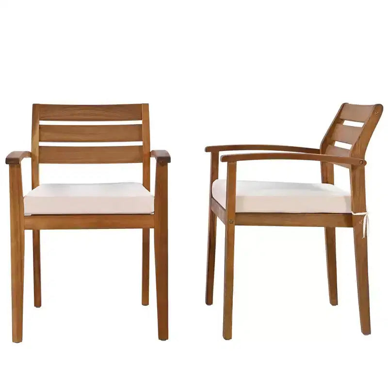 Ensemble de salle à manger d'extérieur rustique en bois Whisen 7 pièces – 8 places, mobilier de patio avec coussins amovibles, chaises et banc, résistant aux intempéries – Naturel