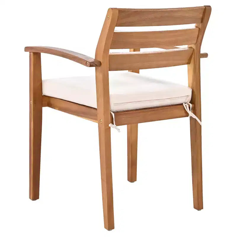 Ensemble de salle à manger d'extérieur rustique en bois Whisen 7 pièces – 8 places, mobilier de patio avec coussins amovibles, chaises et banc, résistant aux intempéries – Naturel