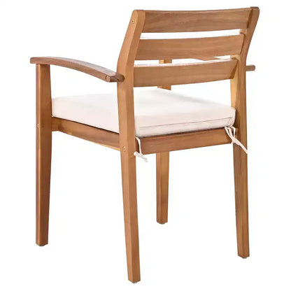 Ensemble de salle à manger d'extérieur rustique en bois Whisen 7 pièces – 8 places, mobilier de patio avec coussins amovibles, chaises et banc, résistant aux intempéries – Naturel