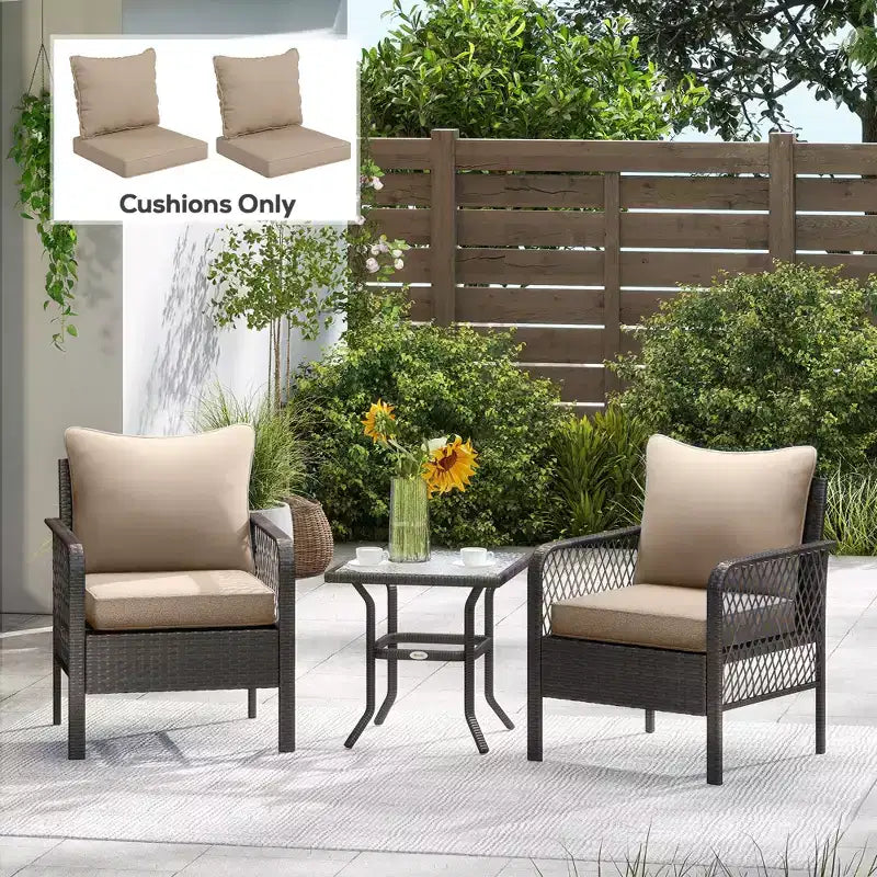 4 cuscini per sedia da patio con seduta e schienale, set di cuscini di ricambio resistenti allo sbiadimento