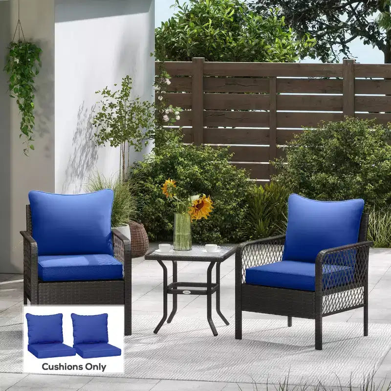 4 cuscini per sedia da patio con seduta e schienale, set di cuscini di ricambio resistenti allo sbiadimento