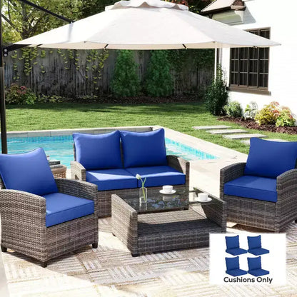 Lot de 8 coussins de chaise de patio avec assise et dossier, ensemble de coussins de rechange résistants à la décoloration