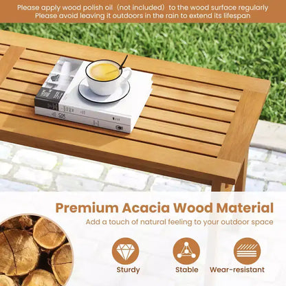 Ensemble de salle à manger Gymax 6 pièces en bois d'acacia pour patio avec banc, trou pour parasol de 1,97 m, coussins pour jardin