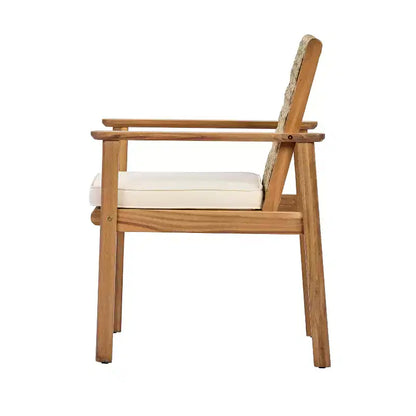 Ensemble de salle à manger Christopher Knight Home Nadi Farmhouse en bois d'acacia rembourré avec 6 chaises à dossier en osier et plateau de table à lattes