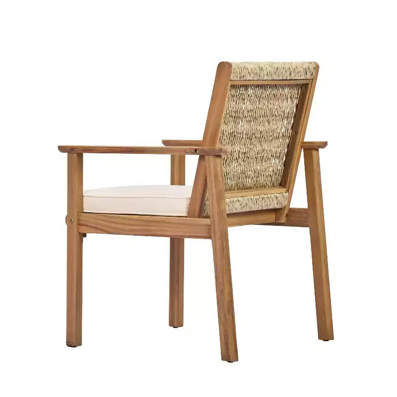 Ensemble de salle à manger Christopher Knight Home Nadi Farmhouse en bois d'acacia rembourré avec 6 chaises à dossier en osier et plateau de table à lattes