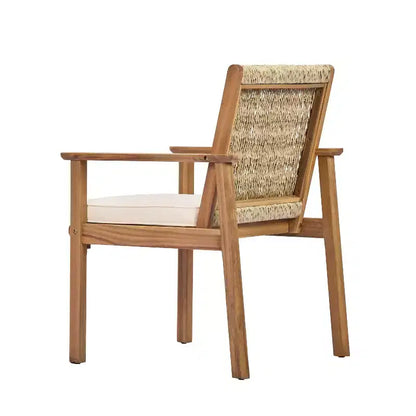 Ensemble de salle à manger Christopher Knight Home Nadi Farmhouse en bois d'acacia rembourré avec 6 chaises à dossier en osier et plateau de table à lattes