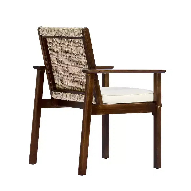 Ensemble de salle à manger Christopher Knight Home Nadi Farmhouse en bois d'acacia rembourré avec 6 chaises à dossier en osier et plateau de table à lattes