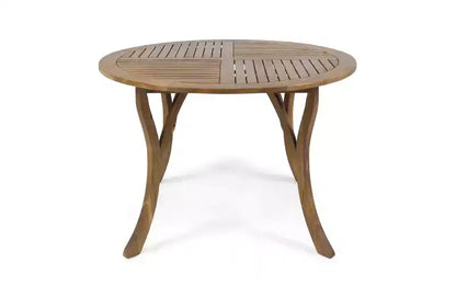 Ensemble de salle à manger de patio en bois d'acacia ModernLuxe, table de salle à manger d'extérieur et 4 fauteuils en corde tressée avec coussins crème, teck+noir