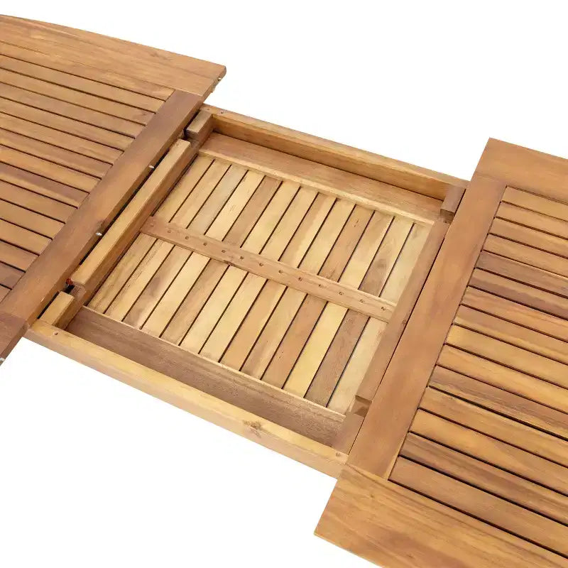 Christopher Knight Home Bennett, ensemble de 7 pièces de patio rustique en bois d'acacia avec table à manger extensible et chaises avec coussins