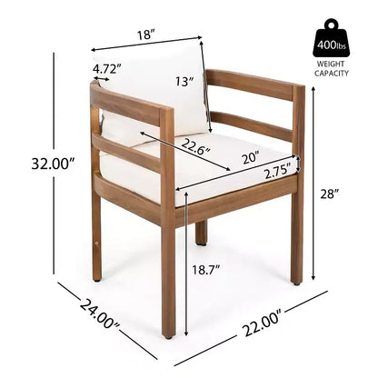 Christopher Knight Home Bennett, ensemble de 7 pièces de patio rustique en bois d'acacia avec table à manger extensible et chaises avec coussins