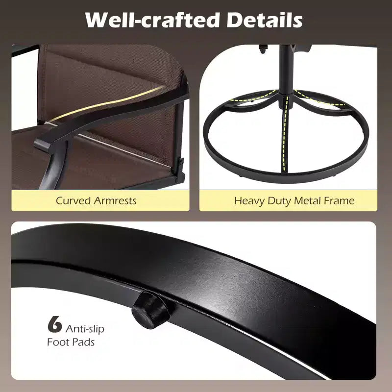 Ensemble repas d'extérieur 5 pièces Costway, 4 chaises pivotantes et table de patio carrée avec trou pour parasol Noir + Marron/Noir