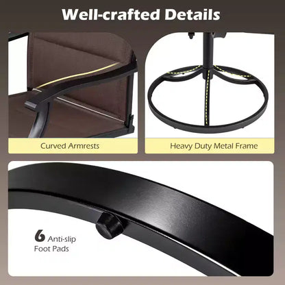 Ensemble repas d'extérieur 5 pièces Costway, 4 chaises pivotantes et table de patio carrée avec trou pour parasol Noir + Marron/Noir