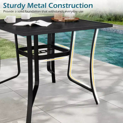 Ensemble repas d'extérieur 5 pièces Costway, 4 chaises pivotantes et table de patio carrée avec trou pour parasol Noir + Marron/Noir