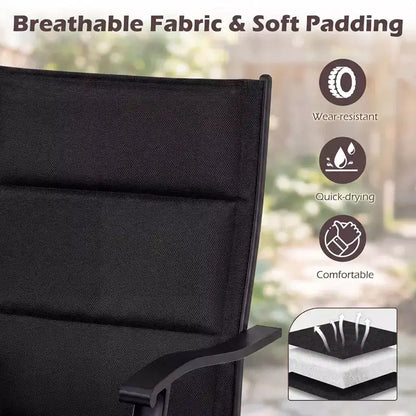Ensemble repas d'extérieur 5 pièces Costway, 4 chaises pivotantes et table de patio carrée avec trou pour parasol Noir + Marron/Noir