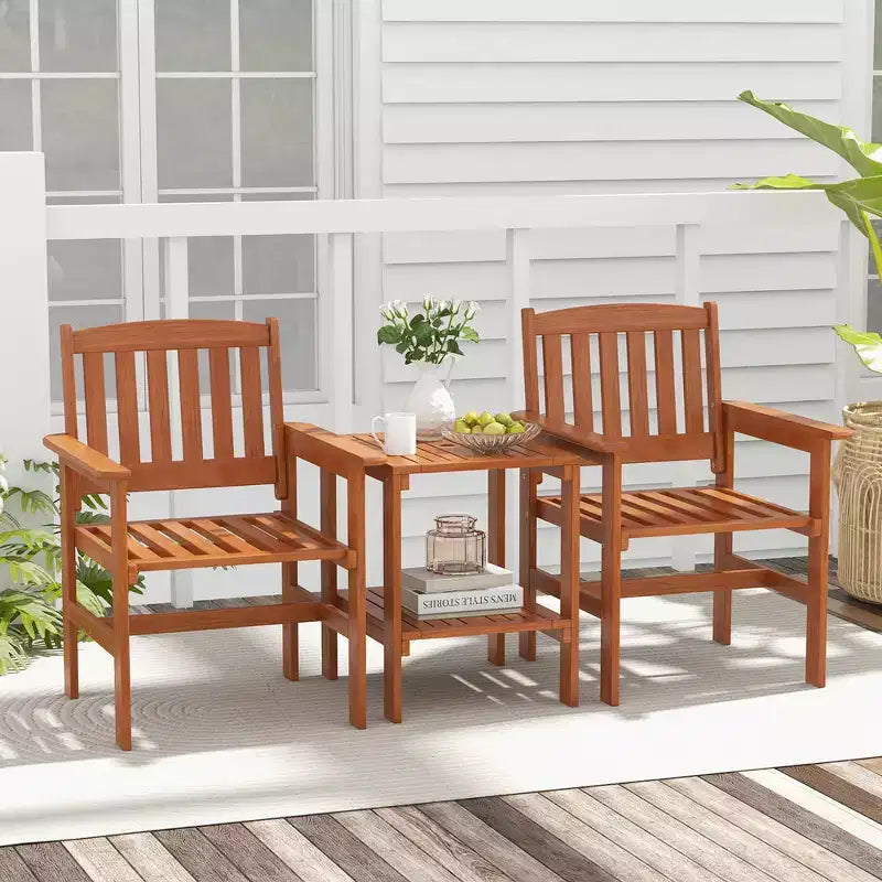 Costway Ensemble bistrot 3 pièces table et chaises avec trou pour parasol pour jardin et piscine