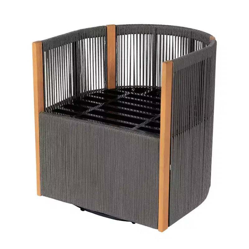 Ensemble de salle à manger pivotant 5 pièces Christopher Knight Home Oliver pour patio extérieur en bois d'acacia et corde avec coussins, 1 table et 4 chaises