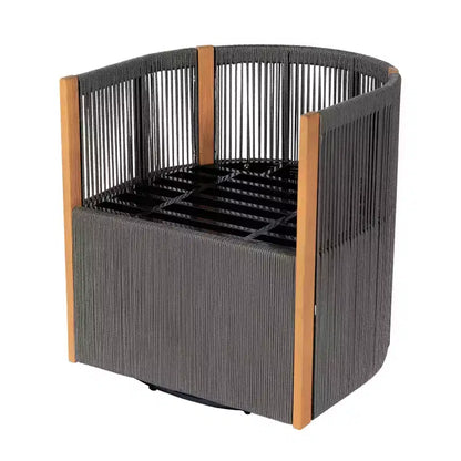 Ensemble de salle à manger pivotant 5 pièces Christopher Knight Home Oliver pour patio extérieur en bois d'acacia et corde avec coussins, 1 table et 4 chaises