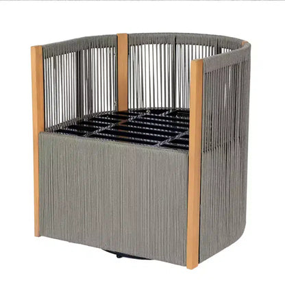 Ensemble de salle à manger pivotant 5 pièces Christopher Knight Home Oliver pour patio extérieur en bois d'acacia et corde avec coussins, 1 table et 4 chaises