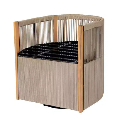 Ensemble de salle à manger pivotant 5 pièces Christopher Knight Home Oliver pour patio extérieur en bois d'acacia et corde avec coussins, 1 table et 4 chaises