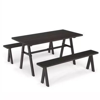 Costway Set Tavolo da Picnic e 2 Panche da Esterno per 6 Persone con Foro per Ombrellone da 1,93