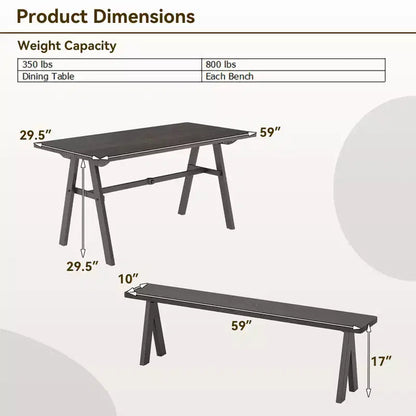 Costway Set Tavolo da Picnic e 2 Panche da Esterno per 6 Persone con Foro per Ombrellone da 1,93
