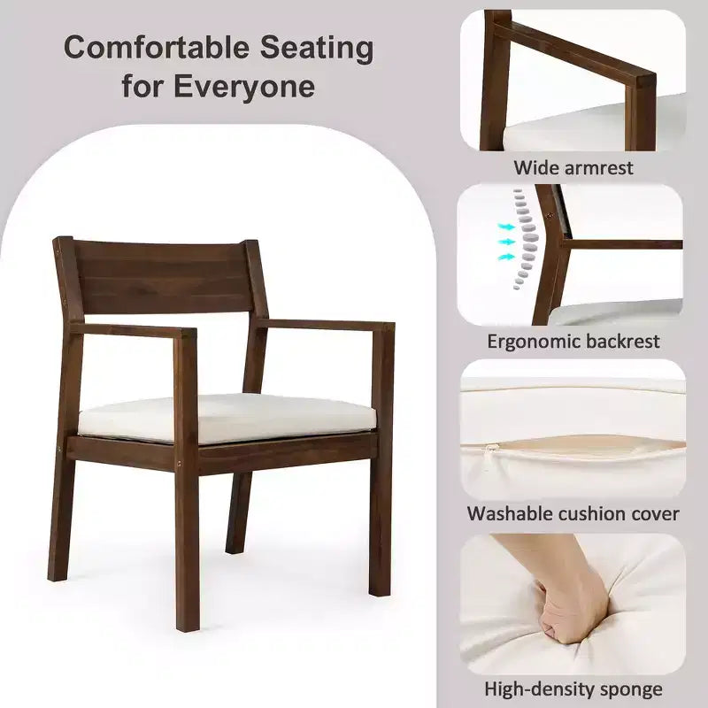 Ensemble de salle à manger Whisen pour 6 personnes, Mobilier d'extérieur avec trou pour parasol, table, chaises et banc