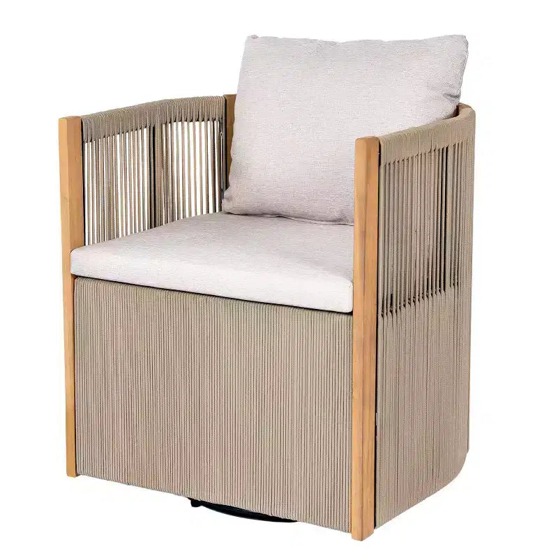 Christopher Knight Home Carter - Ensemble de salle à manger d'extérieur moderne 5 pièces en bois d'acacia avec table rectangulaire et 4 chaises pivotantes en corde