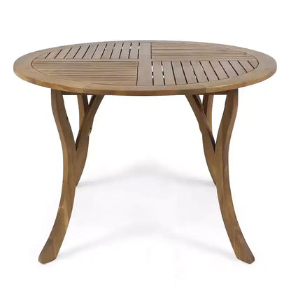 Christopher Knight Home Everett, ensemble de salle à manger d'extérieur moderne en bois d'acacia, 5 pièces, avec table ronde et 4 chaises pivotantes en corde