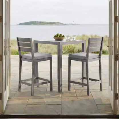 Ensemble de patio 5 pièces en aluminium Martha Stewart Bedford, 4 tabourets de bar avec coussins, table de patio carrée de 35,5 po