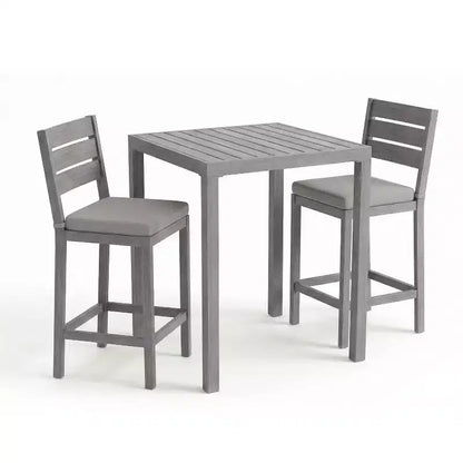 Ensemble de patio 5 pièces en aluminium Martha Stewart Bedford, 4 tabourets de bar avec coussins, table de patio carrée de 35,5 po