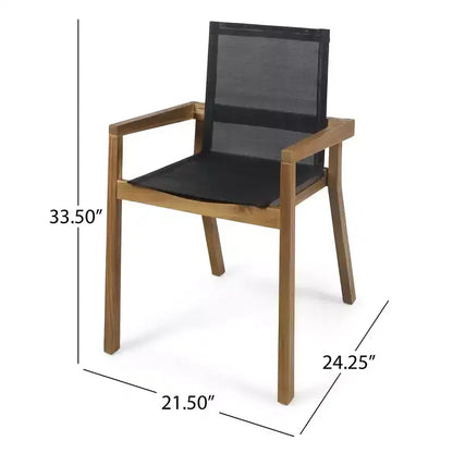 Ensemble de salle à manger d'extérieur 7 pièces en bois avec table extensible, 6 chaises à dossier en maille et cadre en bois, ensemble de meubles de patio modernes pour jardin arrière - Panipeachy