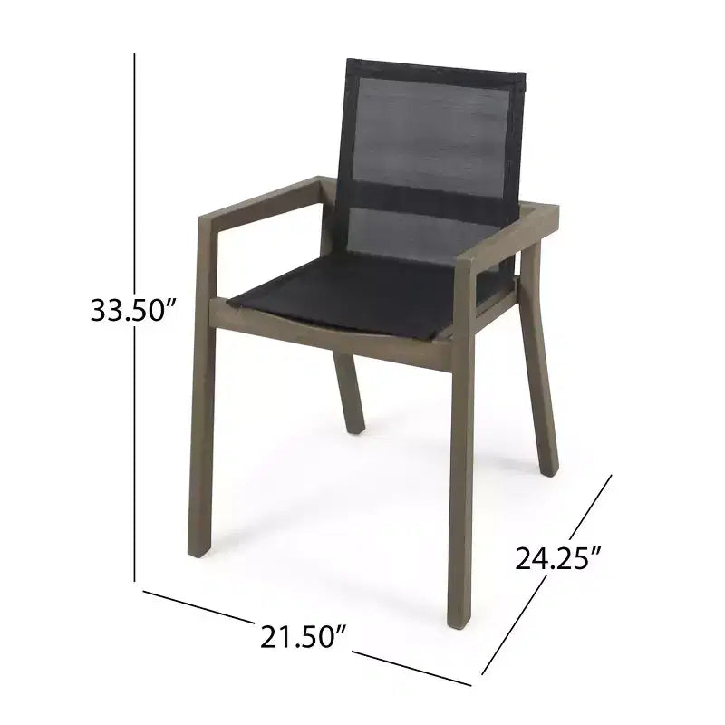 Ensemble de salle à manger d'extérieur 7 pièces en bois avec table extensible, 6 chaises à dossier en maille et cadre en bois, ensemble de meubles de patio modernes pour jardin arrière - Panipeachy
