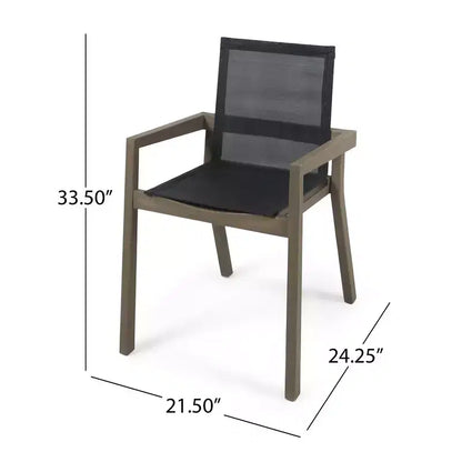Ensemble de salle à manger d'extérieur 7 pièces en bois avec table extensible, 6 chaises à dossier en maille et cadre en bois, ensemble de meubles de patio modernes pour jardin arrière - Panipeachy