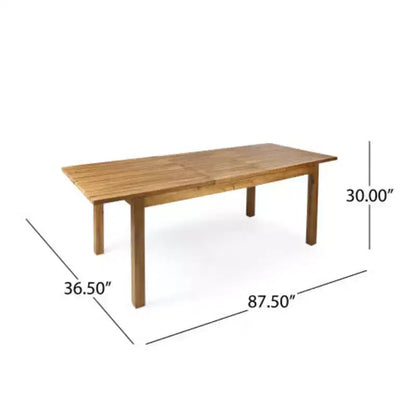 Ensemble de salle à manger d'extérieur 7 pièces en bois avec table extensible, 6 chaises à dossier en maille et cadre en bois, ensemble de meubles de patio modernes pour jardin arrière - Panipeachy