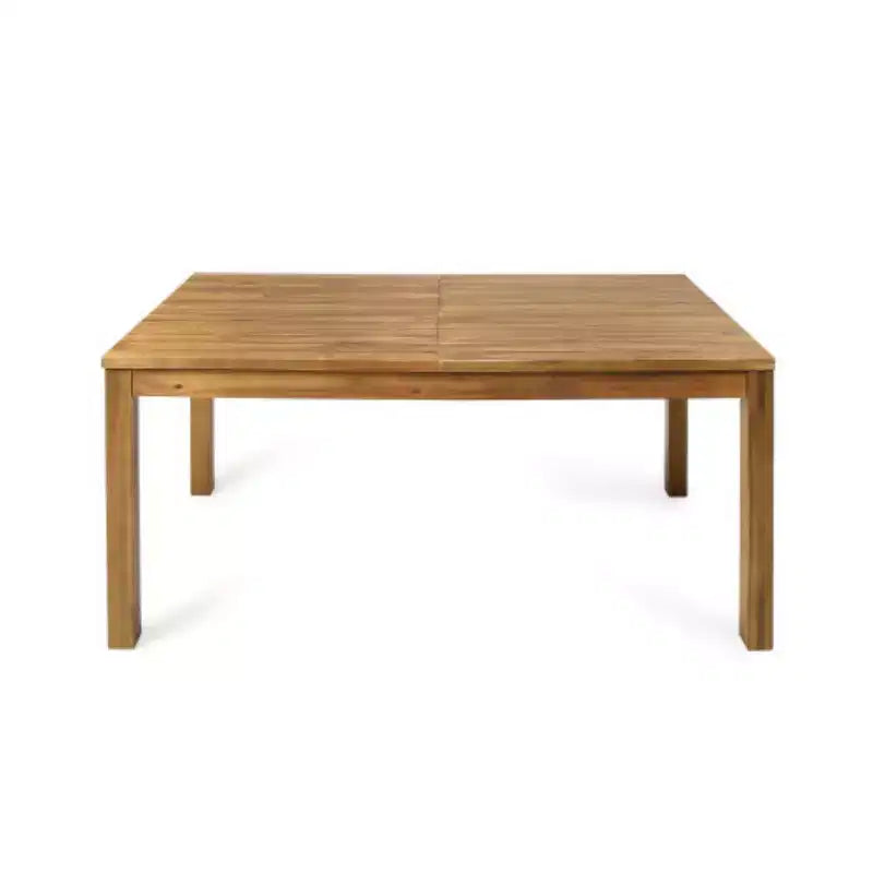 Ensemble de salle à manger d'extérieur 7 pièces en bois avec table extensible, 6 chaises à dossier en maille et cadre en bois, ensemble de meubles de patio modernes pour jardin arrière - Panipeachy