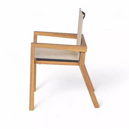 Ensemble de salle à manger d'extérieur 7 pièces en bois avec table extensible, 6 chaises à dossier en maille et cadre en bois, ensemble de meubles de patio modernes pour jardin arrière - Panipeachy
