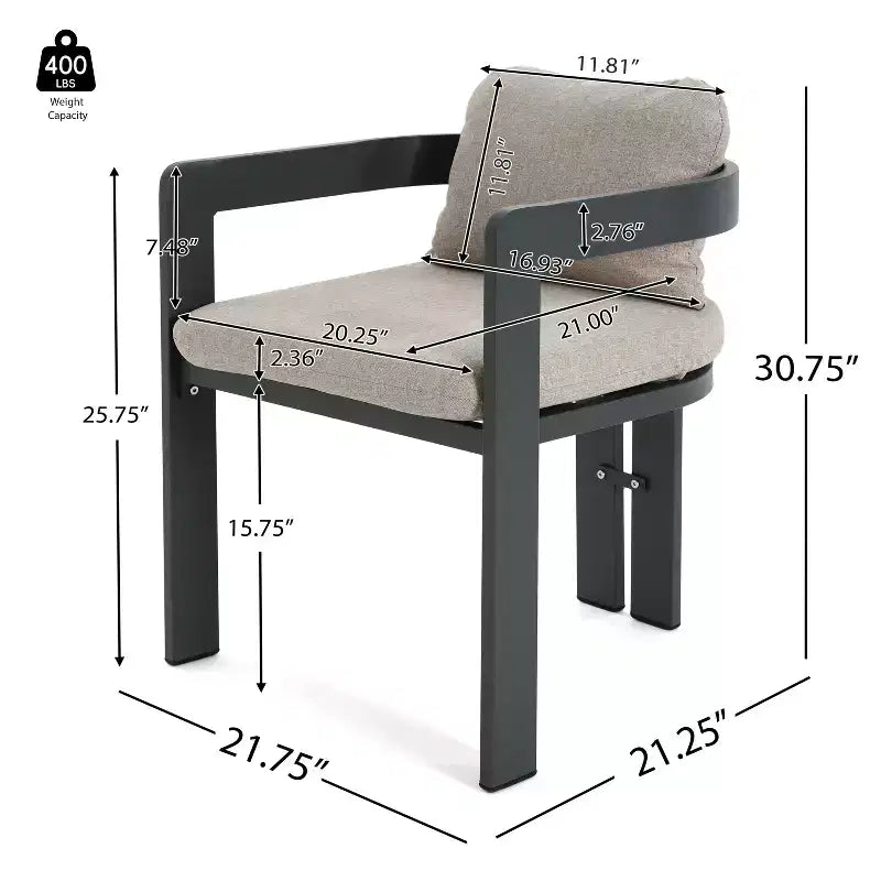 Christopher Knight Home Evren Ensemble de 5 Chaises de Repas de Patio Modernes en Aluminium avec Table de Repas à Lattes en Bois d'Acacia