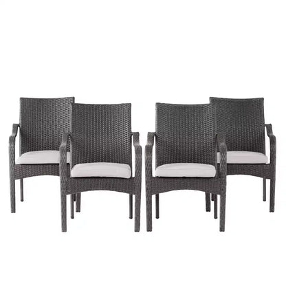 Christopher Knight Home Jose Set da 5 Pezzi Moderno da Patio con Sedie in Ferro con Design in Rattan PE e Tavolo da Pranzo in Acacia