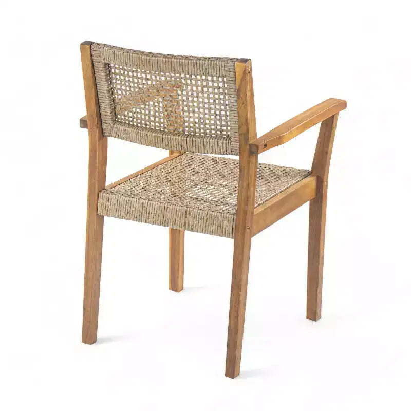 Christopher Knight Home Lucian, set da pranzo a 5 pezzi in legno di acacia, vimini, stile rustico, per patio, con cuscini e tavolo a doghe