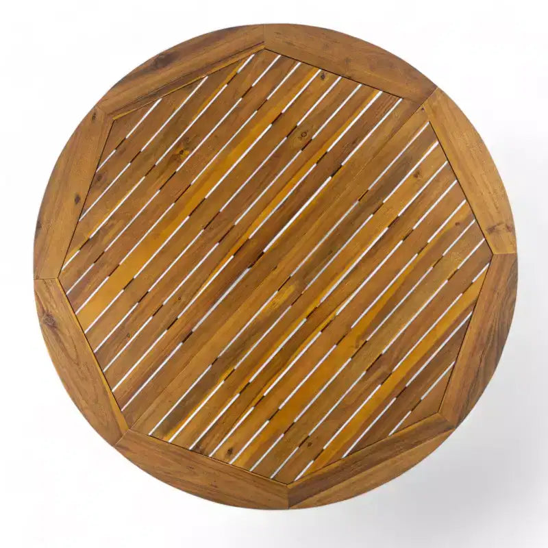 Ensemble de salle à manger d'extérieur Samira 5 pièces en bois d'acacia rustique à lattes avec coussins Christopher Knight Home