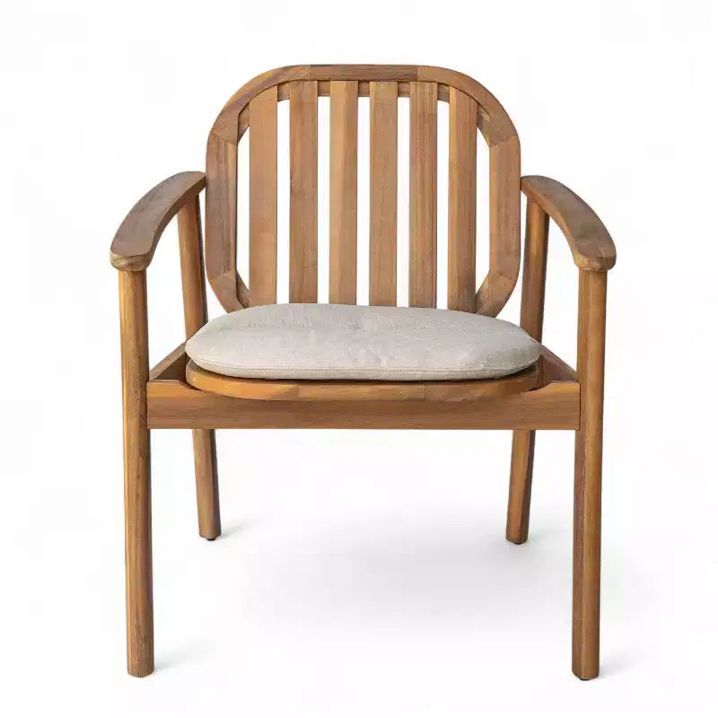 Ensemble de salle à manger d'extérieur Samira 5 pièces en bois d'acacia rustique à lattes avec coussins Christopher Knight Home